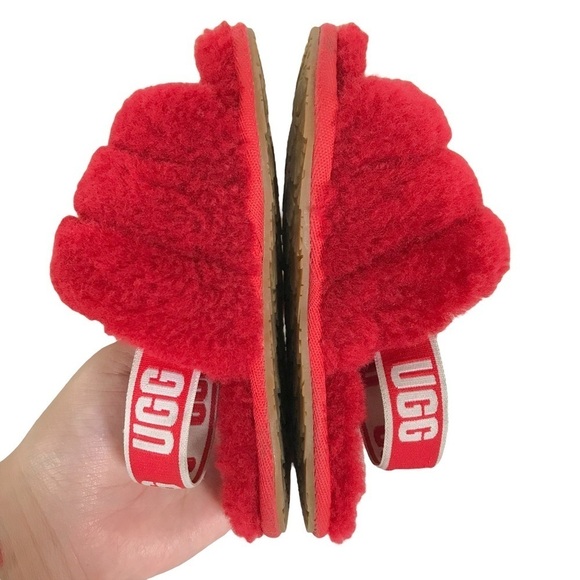 Ugg Red Fluff Yeah Slides Sandals Size 9 - Picture 13 of 14